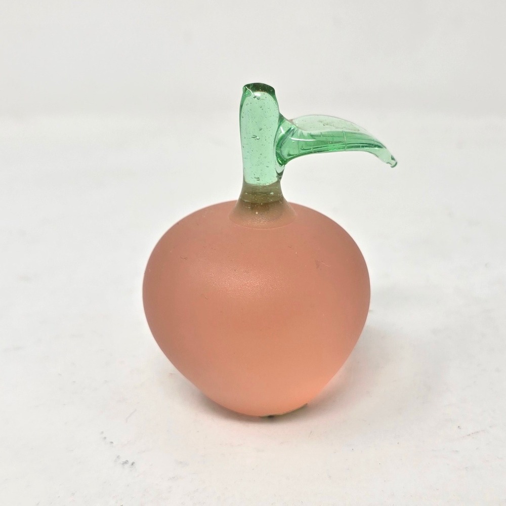 Vtg Crowning Touch Collection paperweight art glass pink apple frosted satin